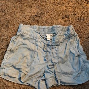 calvin klein light denim paper bag shorts